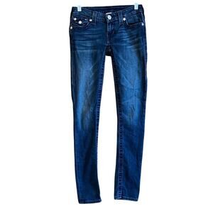 True Religion Womens Jeans Blue Denim Ultra Low Rise Section Skinny Stretch 24